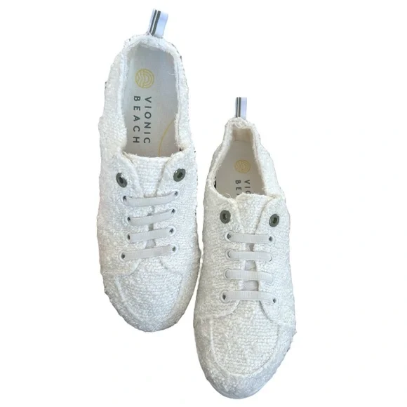 Vionic Beach Pismo White Terry Casual Supportive Sneaker Size 8 - Picture 1 of 6